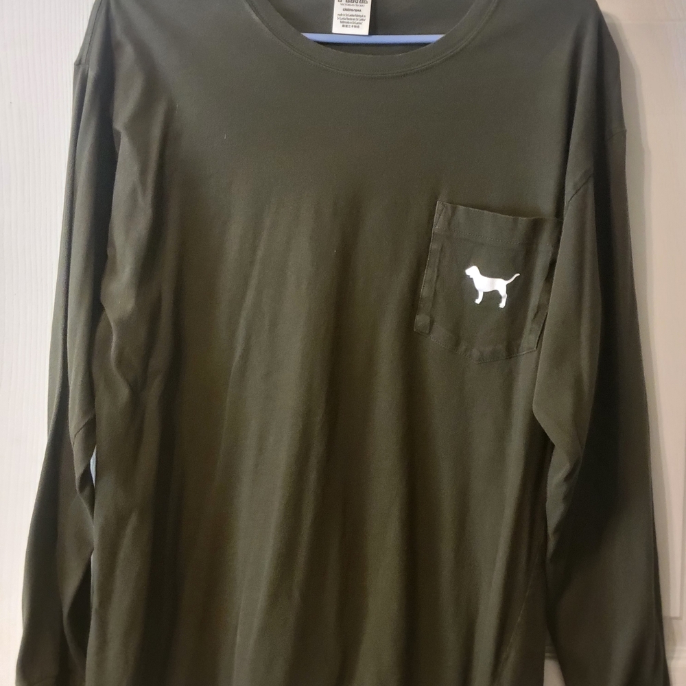 Olive Green Long Sleeve Shirt with Pocket